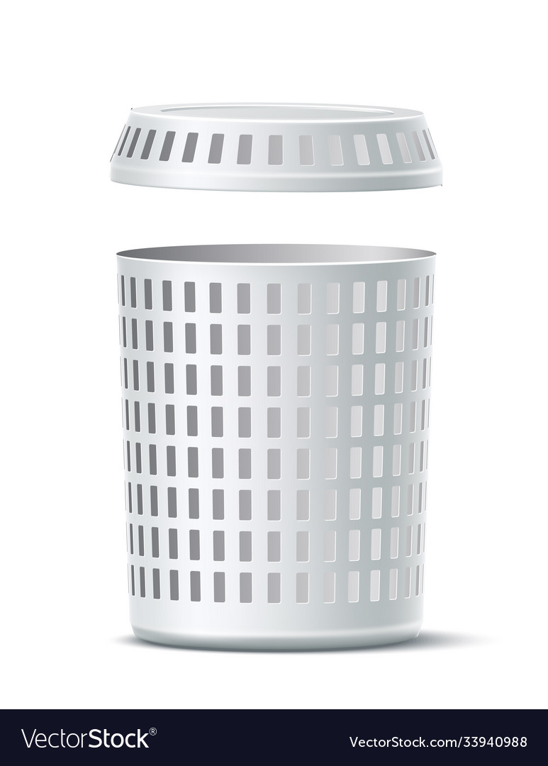 Realistic 3d empty white laundry basket Royalty Free Vector