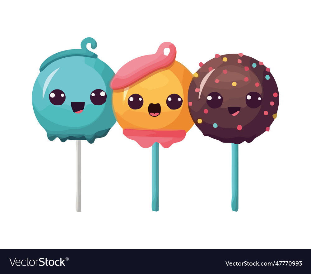 Cute Cartoon Characters Enjoy Sweet Candies Vector Image