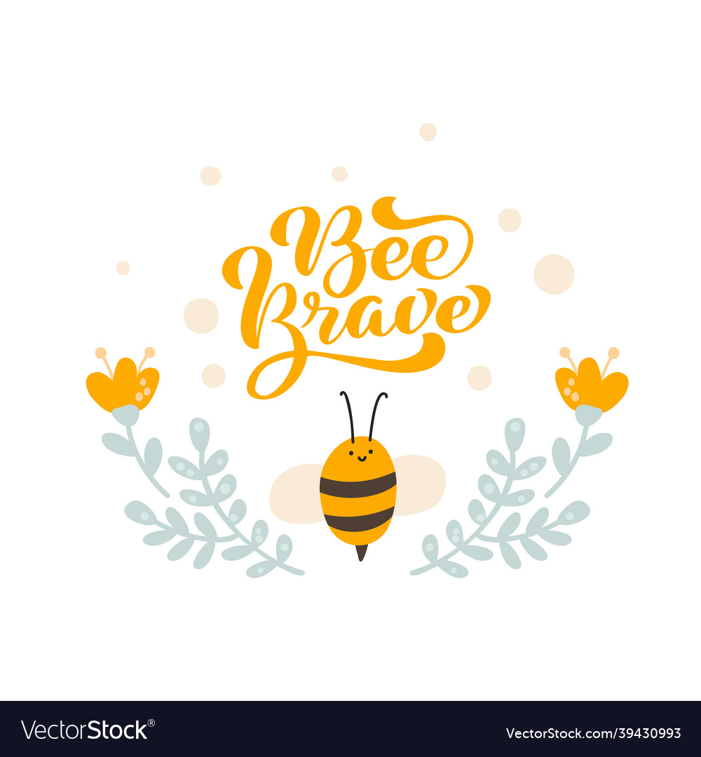 Cute fat little bee with spoon in doodle style Vector Image