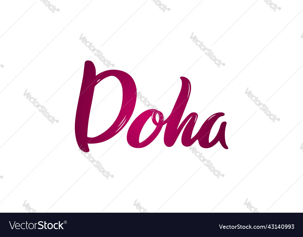 Doha lettering handwritten city name design Vector Image