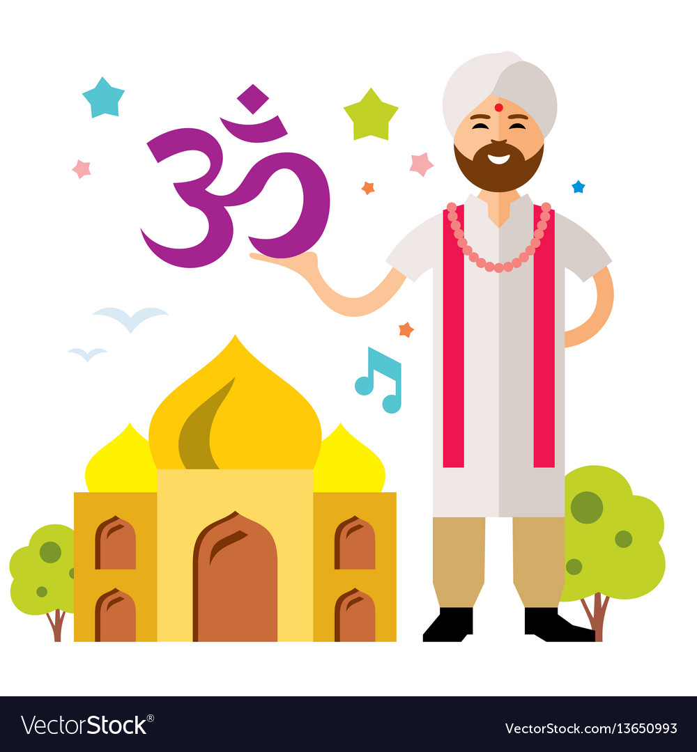 India country flat style colorful cartoon