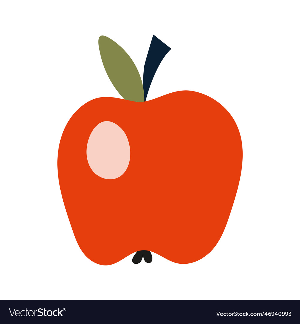 Red Apple Cartoon Style Trendy Modern Isolated Vector Image