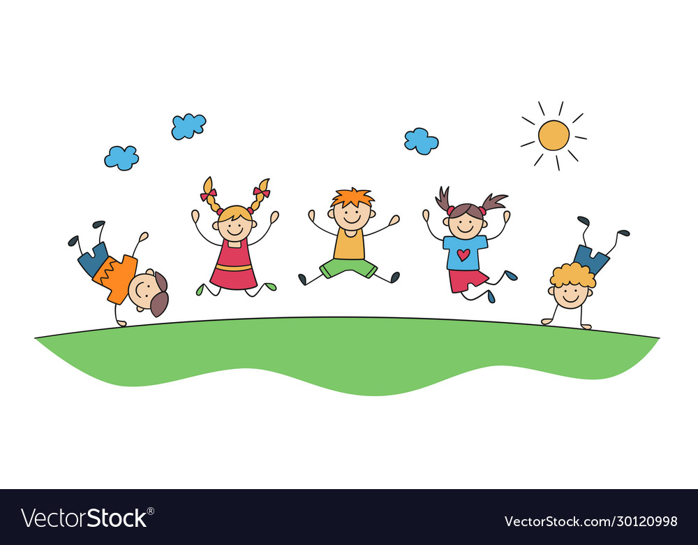 Jumping Kids Vector Art & Graphics