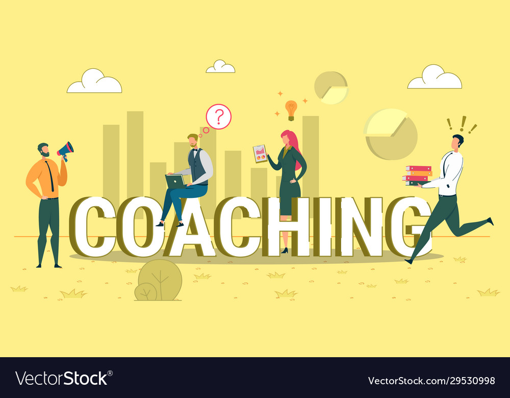 Coaching flat word concept banner template Vector Image