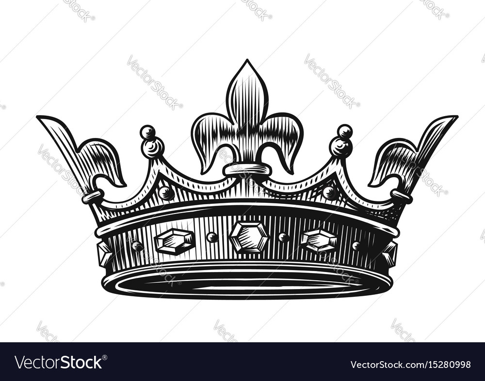 Crown hand drawn Royalty Free Vector Image VectorStock