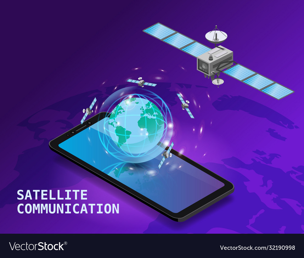 Global internet satellite communication Royalty Free Vector