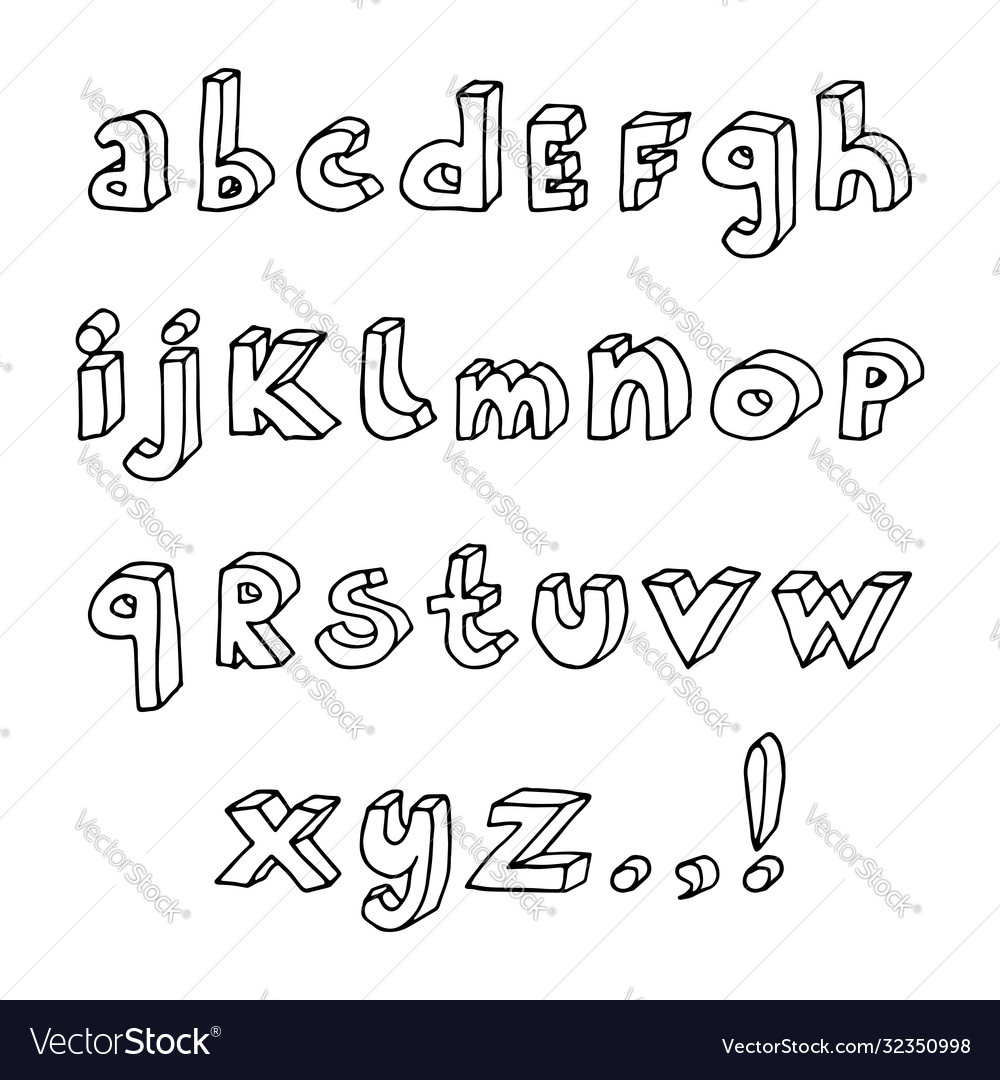 Hand drawn abc set Royalty Free Vector Image - VectorStock