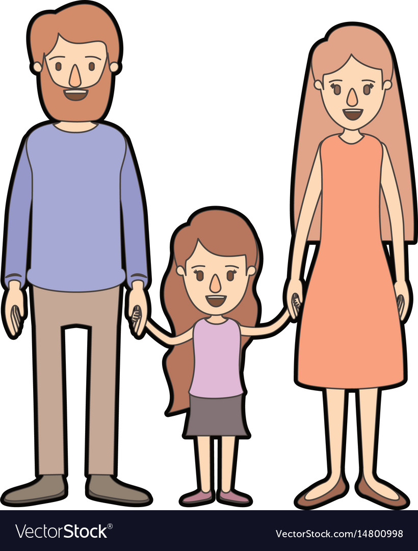 Light color caricature thick contour family Vector Image