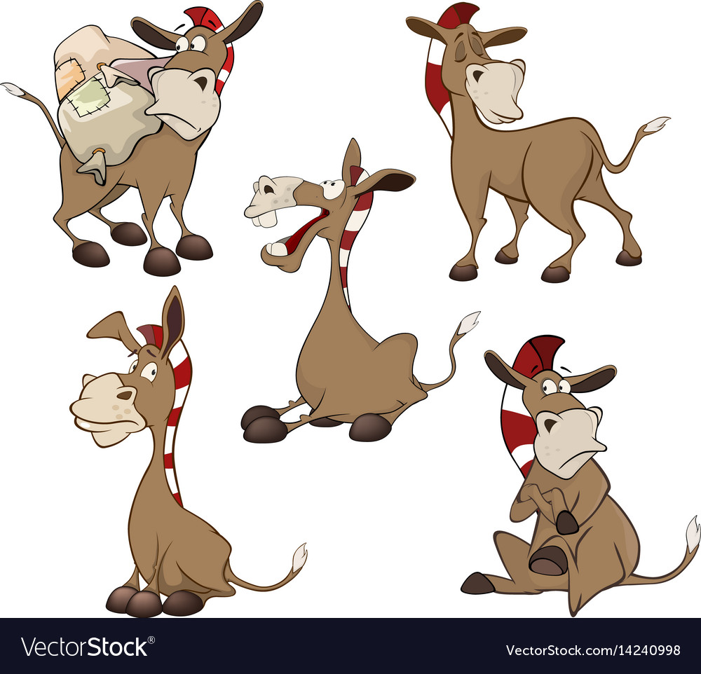 Set cartoon cute donkeys Royalty Free Vector Image