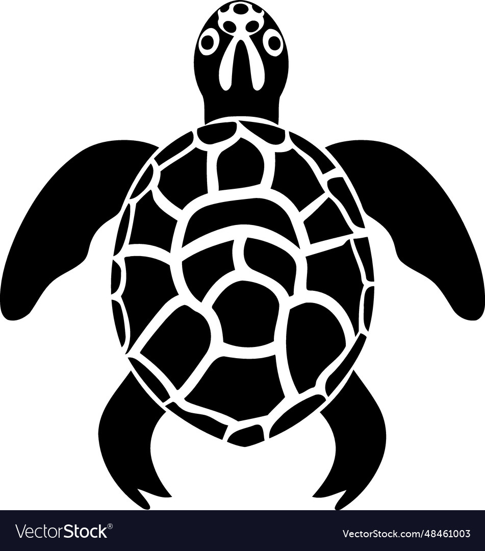 Animal reptile turtle black and white Royalty Free Vector