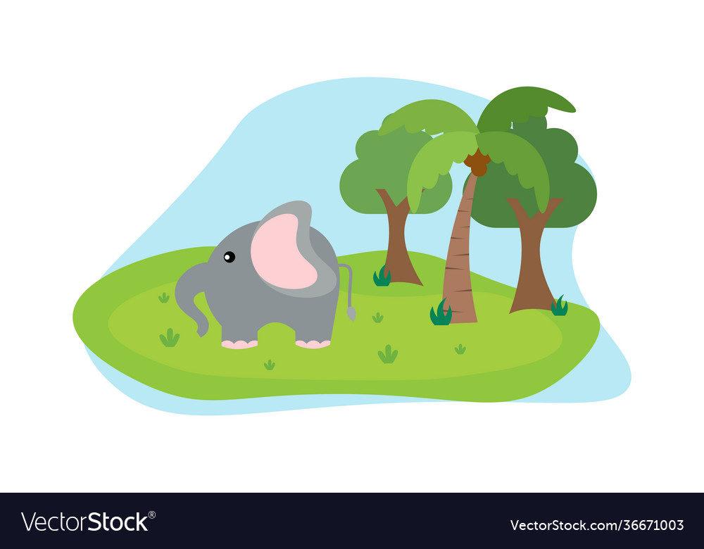 Elephant Cute Animals In Cartoon Style Wild Vector Image