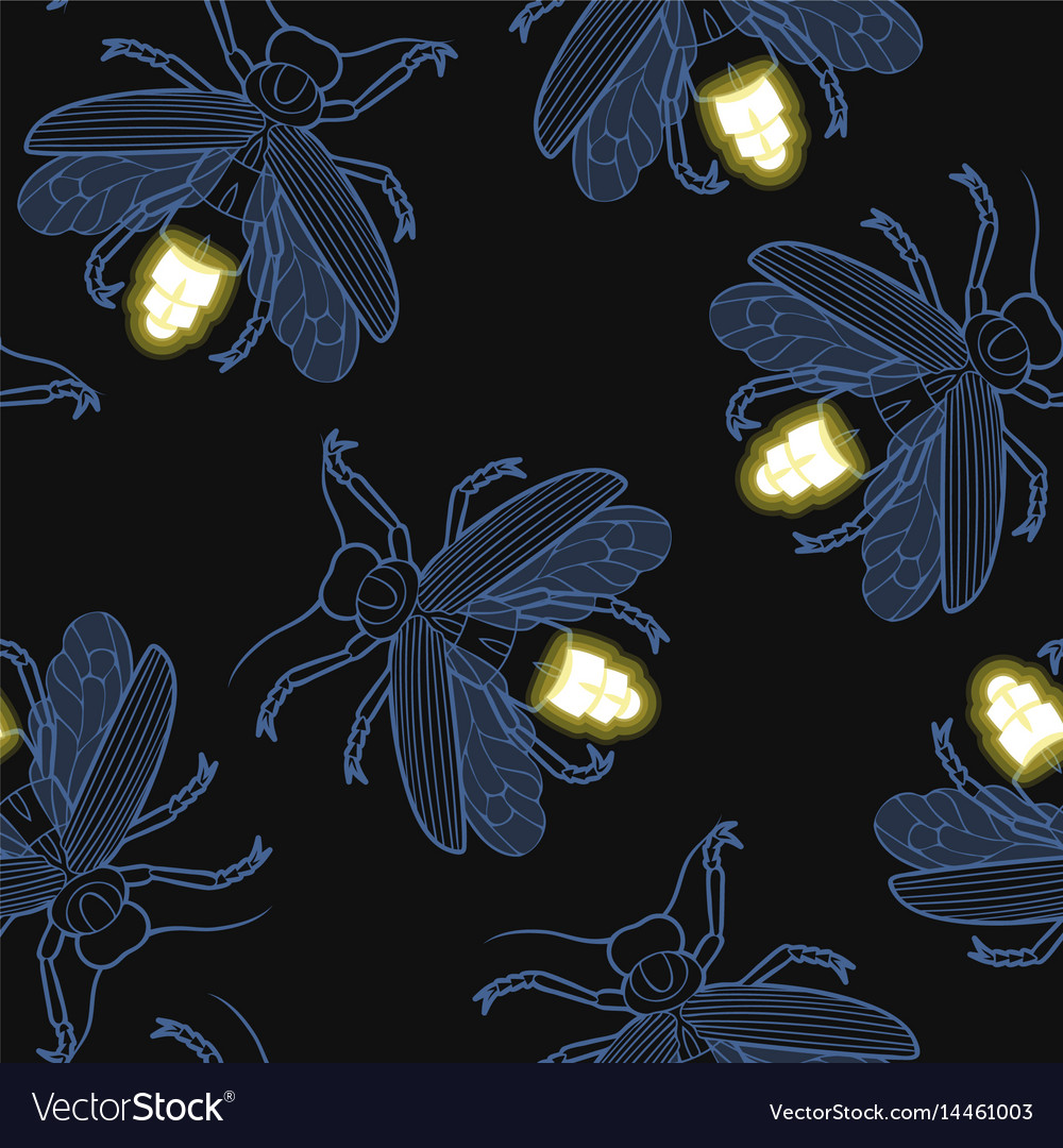 Firefly seamless pattern Royalty Free Vector Image