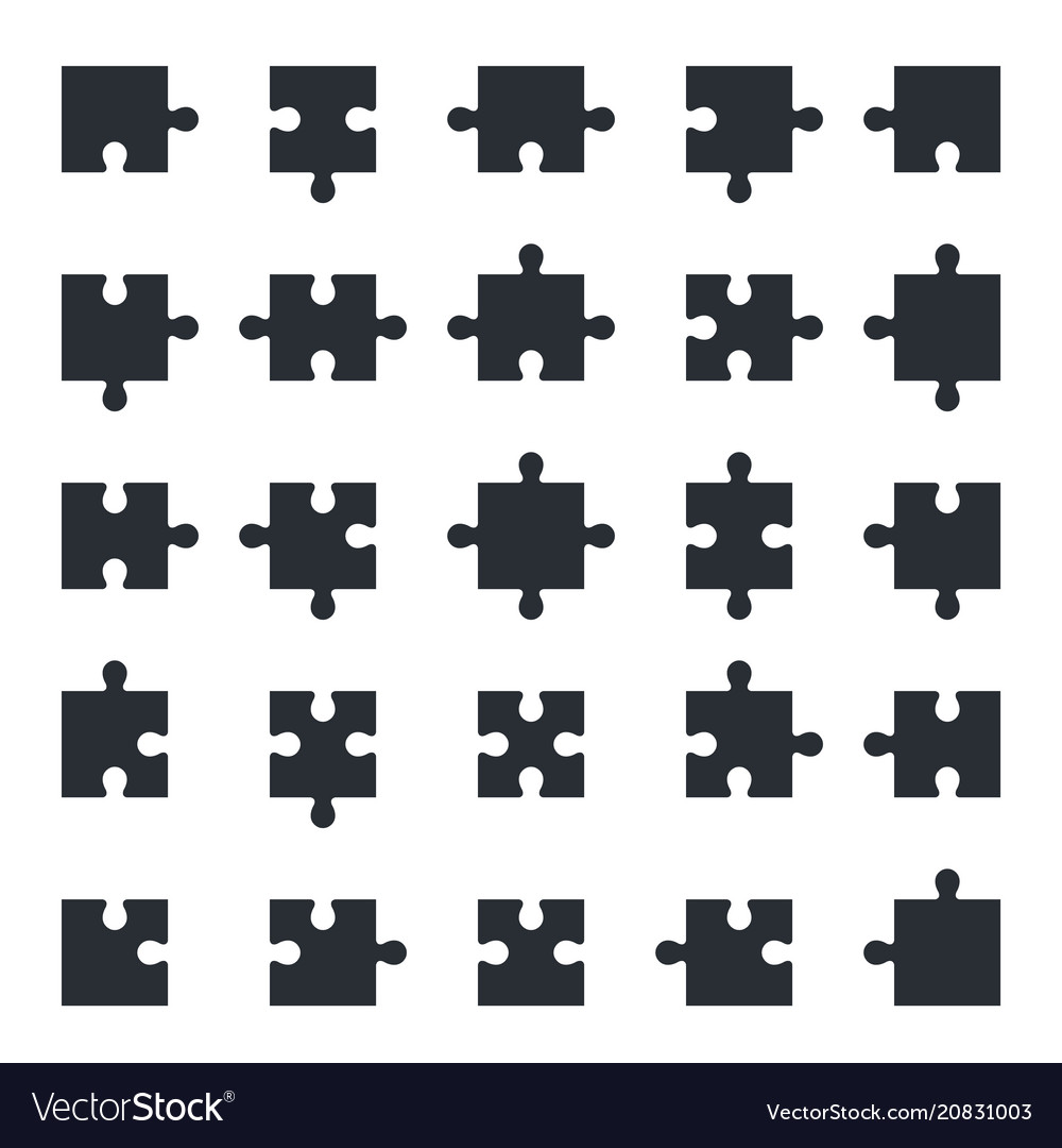 Jigsaw puzzle icons all shapes puzzle pieces Vector Image
