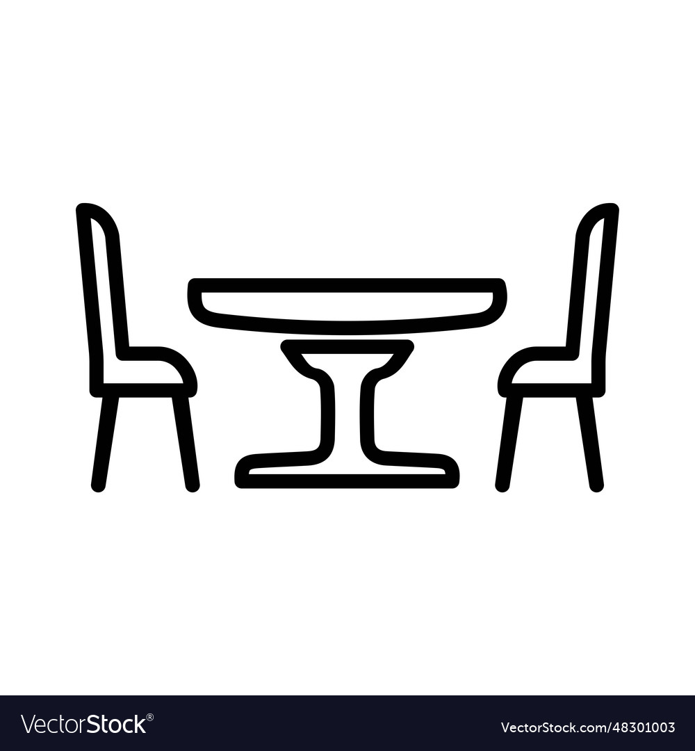Table with chairs icon bistro round symbol Vector Image