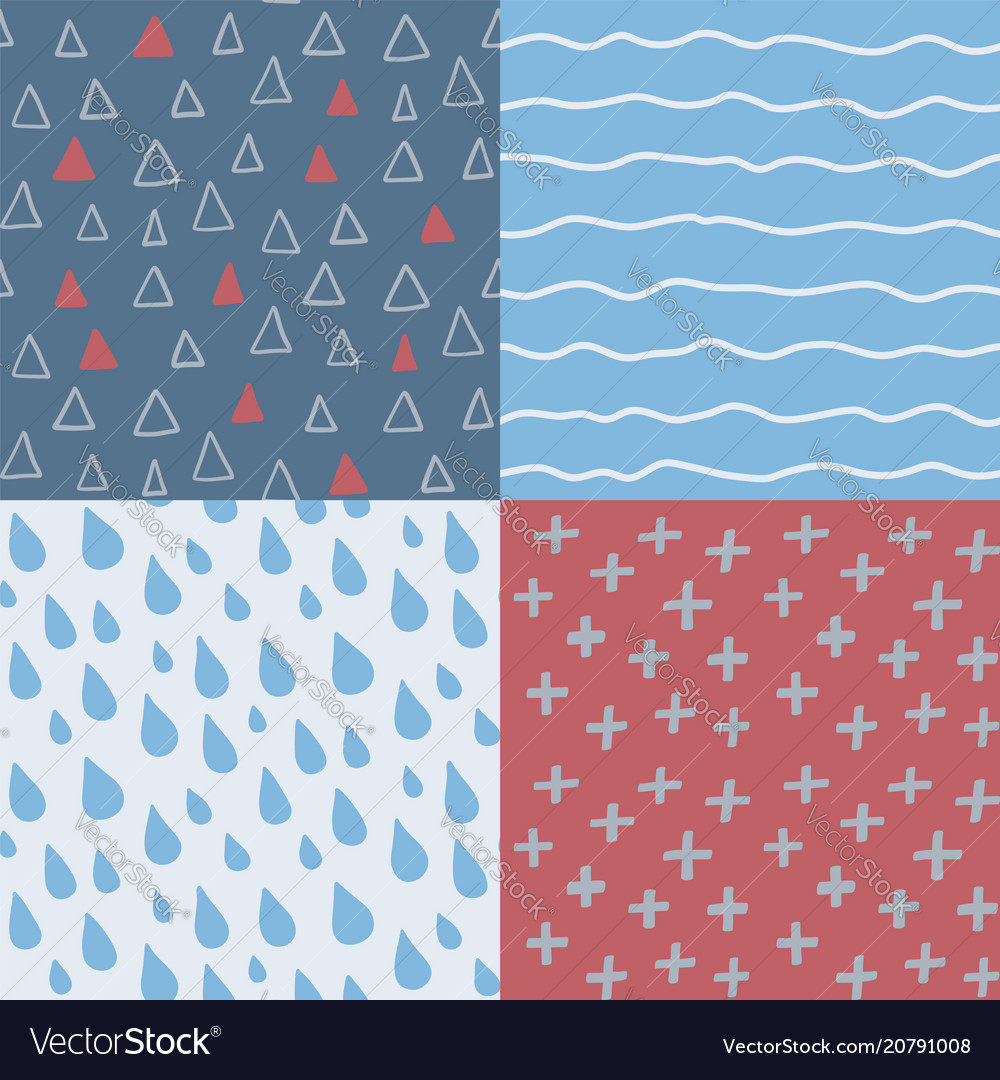 Hand drawn abstract seamless pattern set simple Vector Image