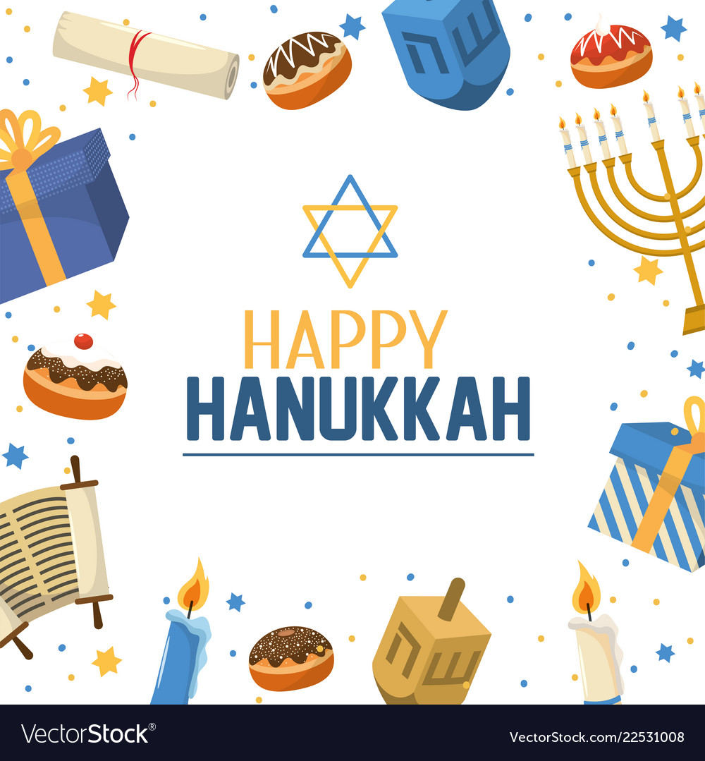 Happy hanukkah tradition with david star Vector Image