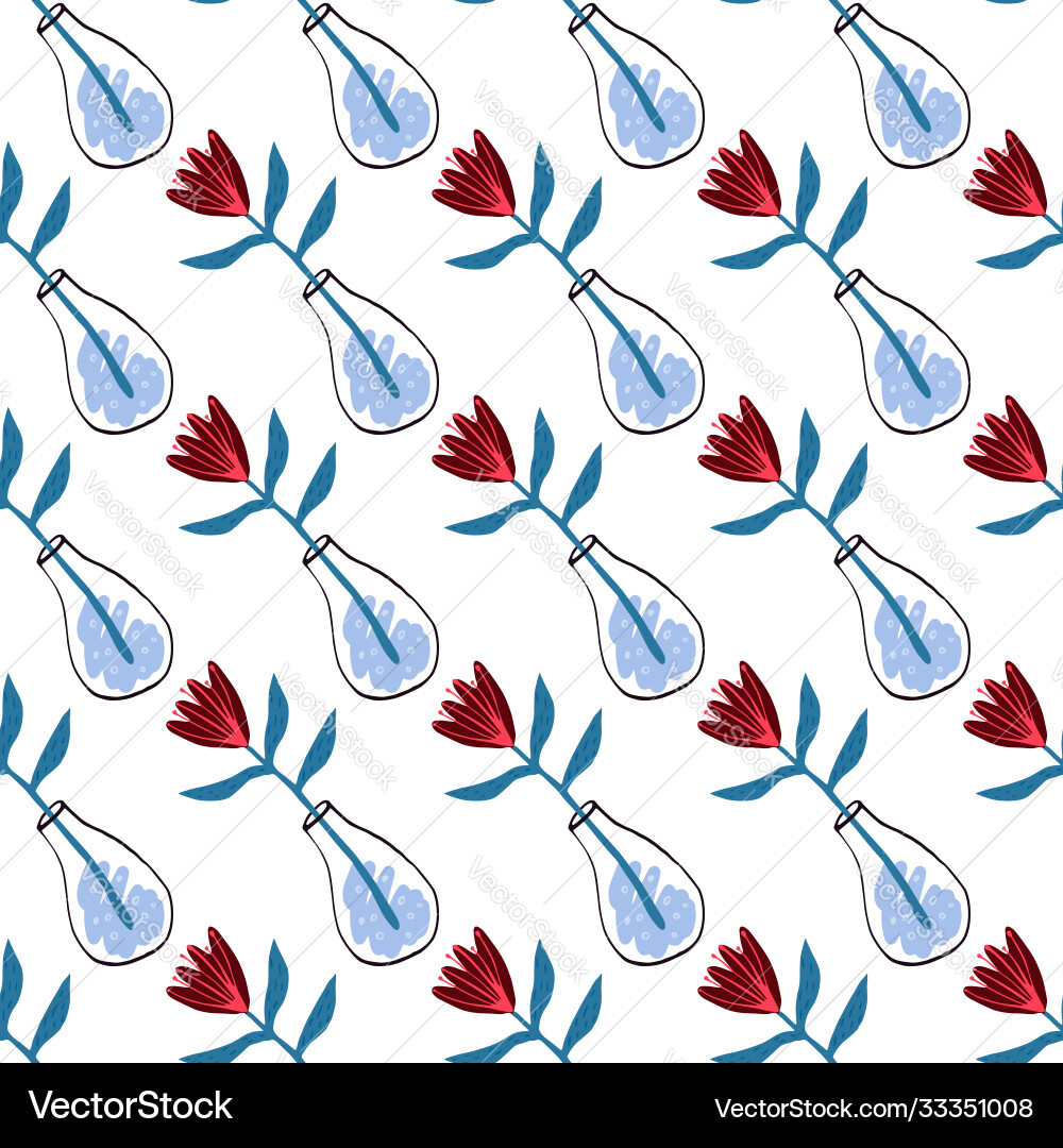 Isolated seamless pattern with red flowers Vector Image