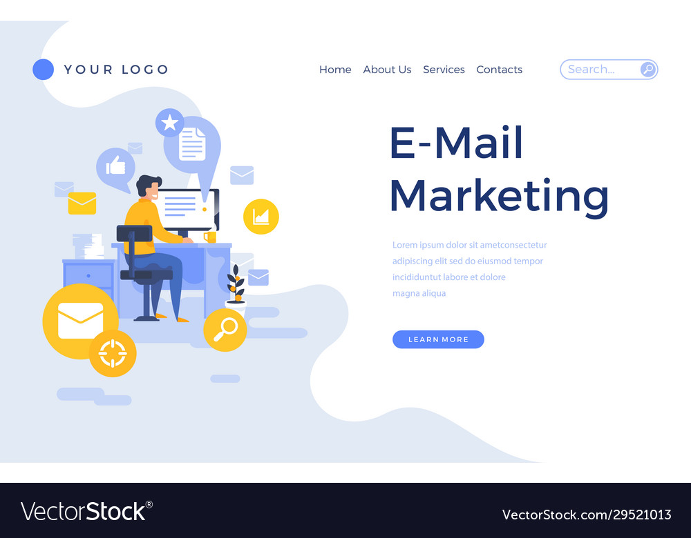 Landing page template e-mail marketing concept Vector Image