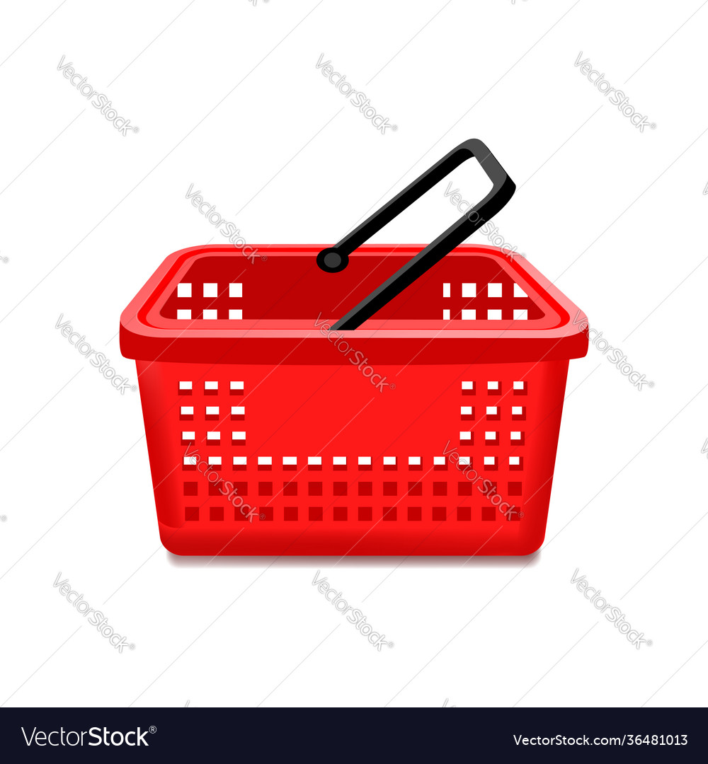 Red supermarket basket isolated Royalty Free Vector Image