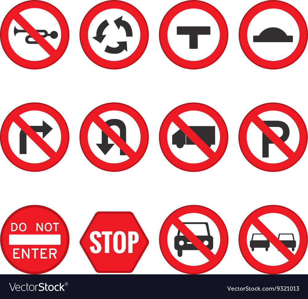 Set of driving signs Royalty Free Vector Image