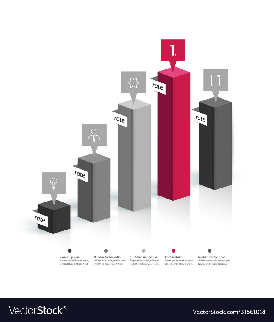 3d chart graph simply color editable infographics Vector Image