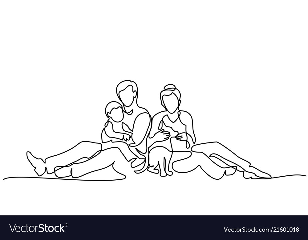 Family concept father mother and kids sitting Vector Image