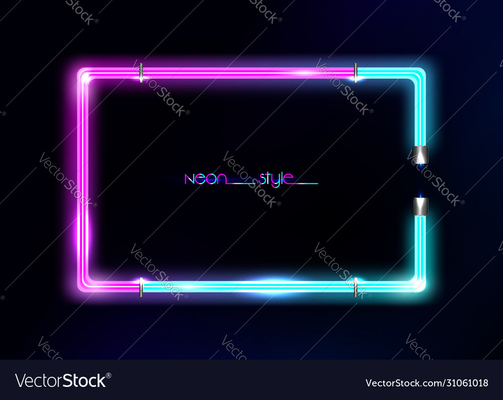 Neon frame background double color colorful neon Vector Image