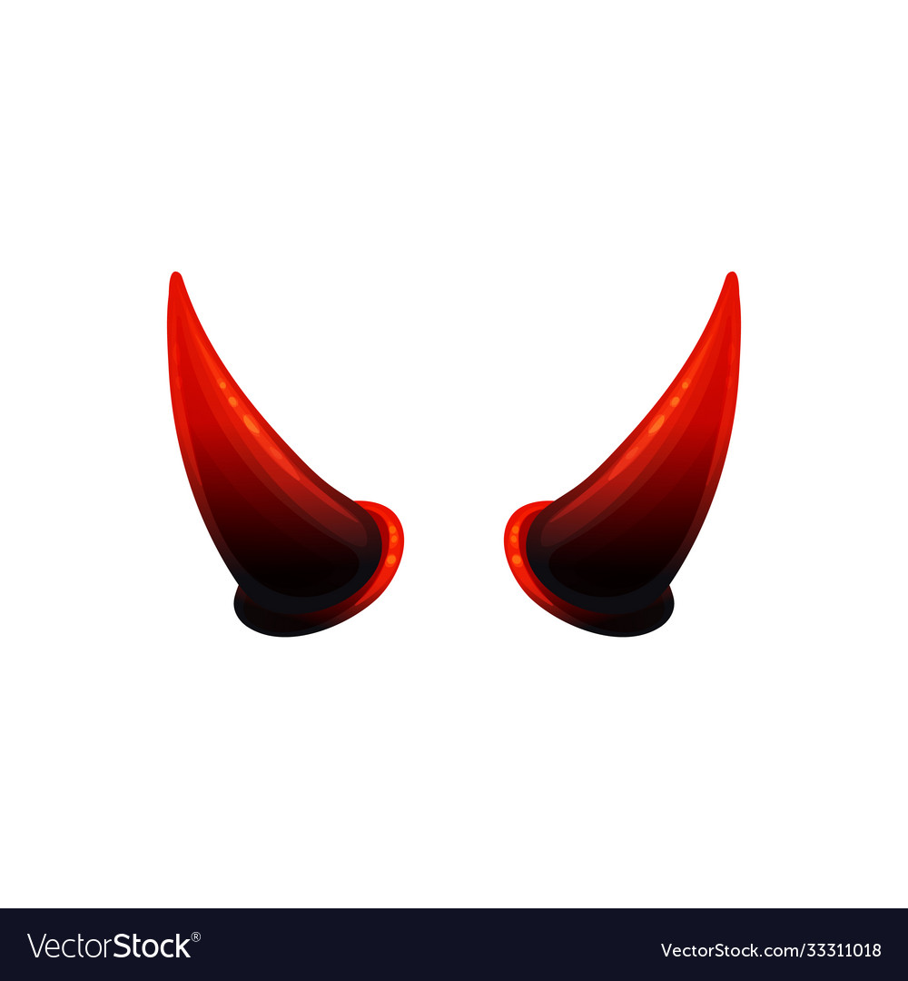 Shiny red devil horns isolated on white background