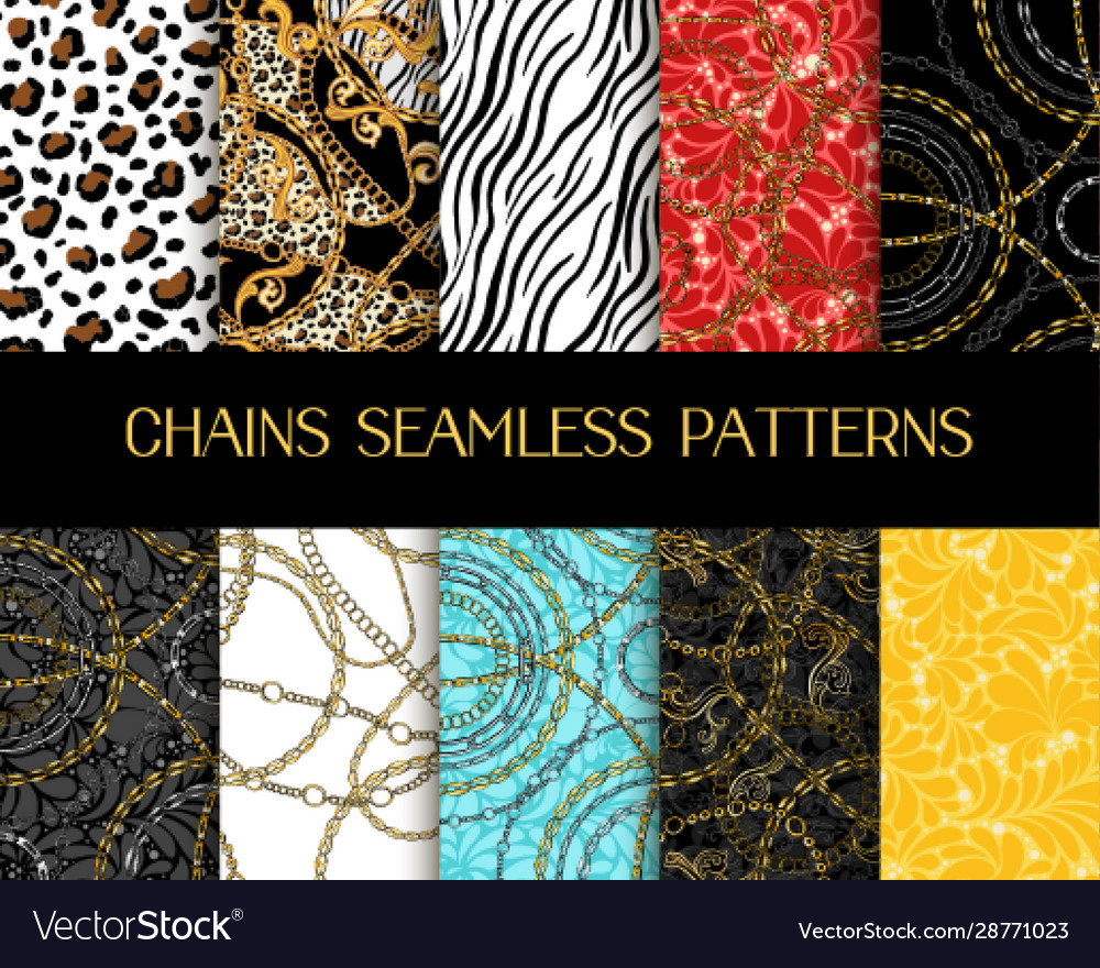 Chains patterns collection chain seamless Vector Image