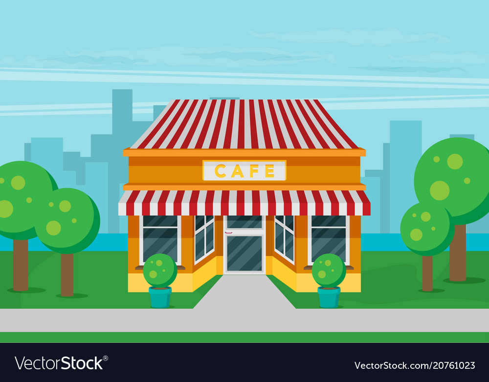 Facade of cafe flat Royalty Free Vector Image - VectorStock