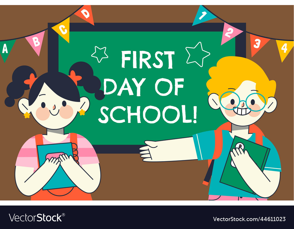 First day school background design Royalty Free Vector Image