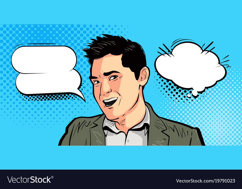 Happy young man businessman says cartoon Vector Image