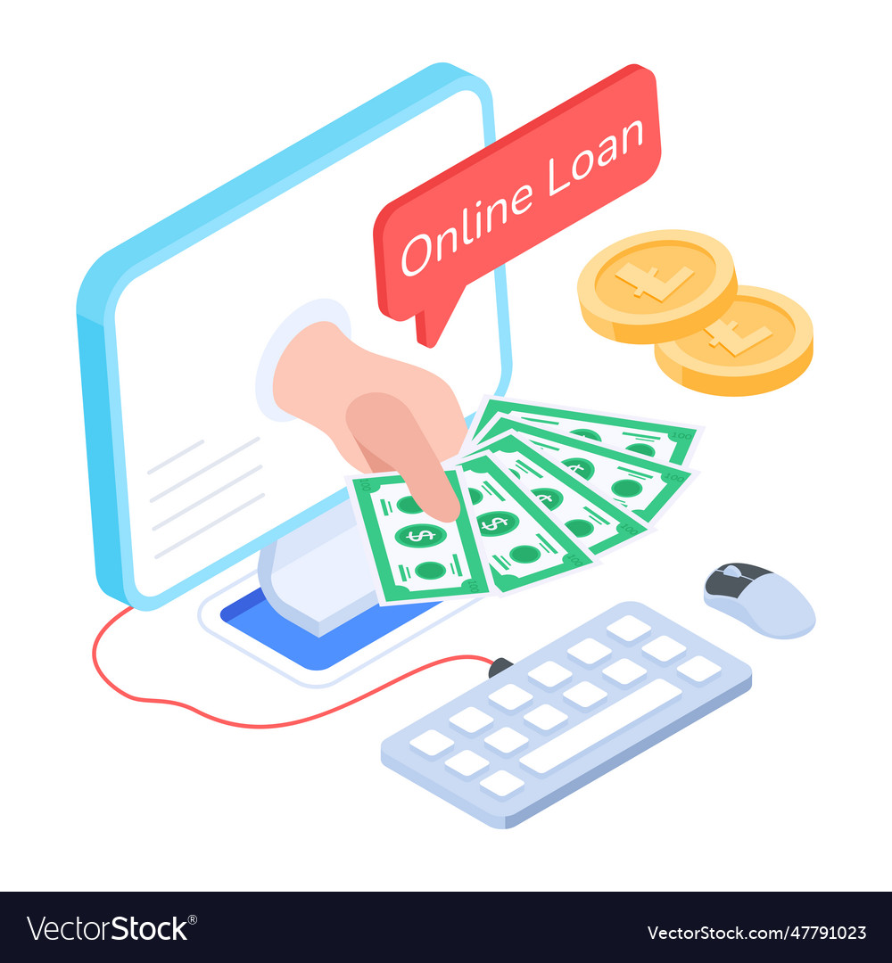 Trendy isometric icon of online loan Royalty Free Vector