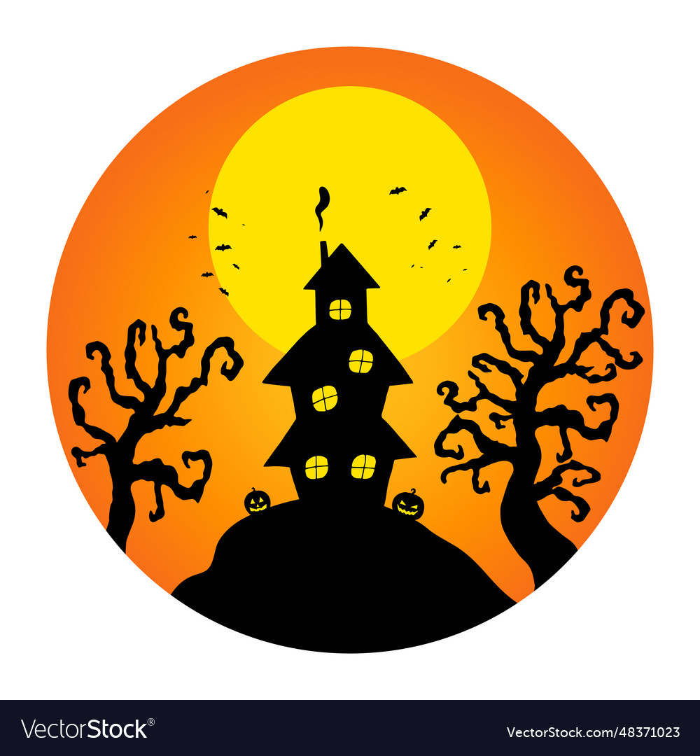 Witch or haunted house silhouette on the hill Vector Image