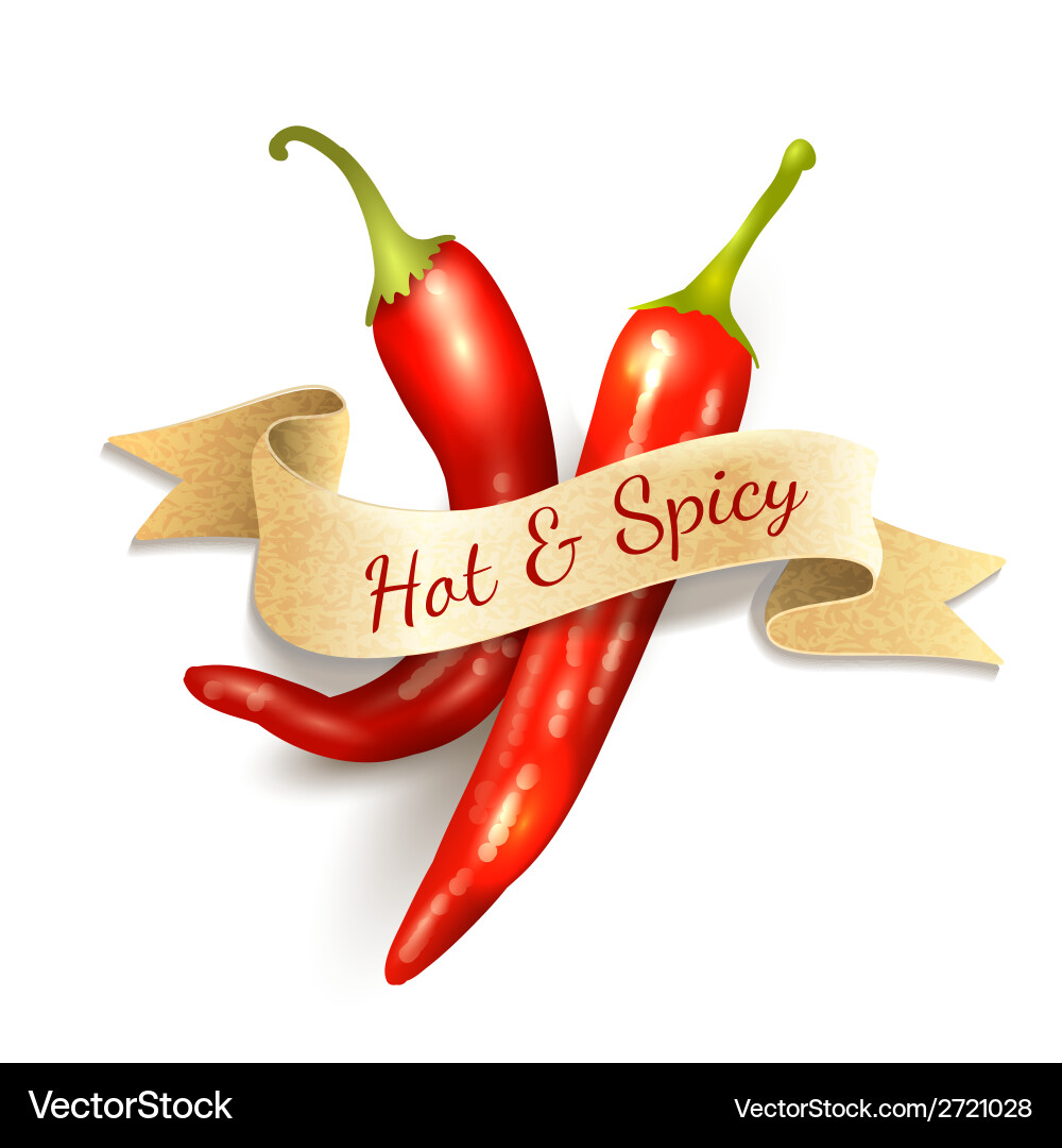 Chili pepper ribbon badge Royalty Free Vector Image