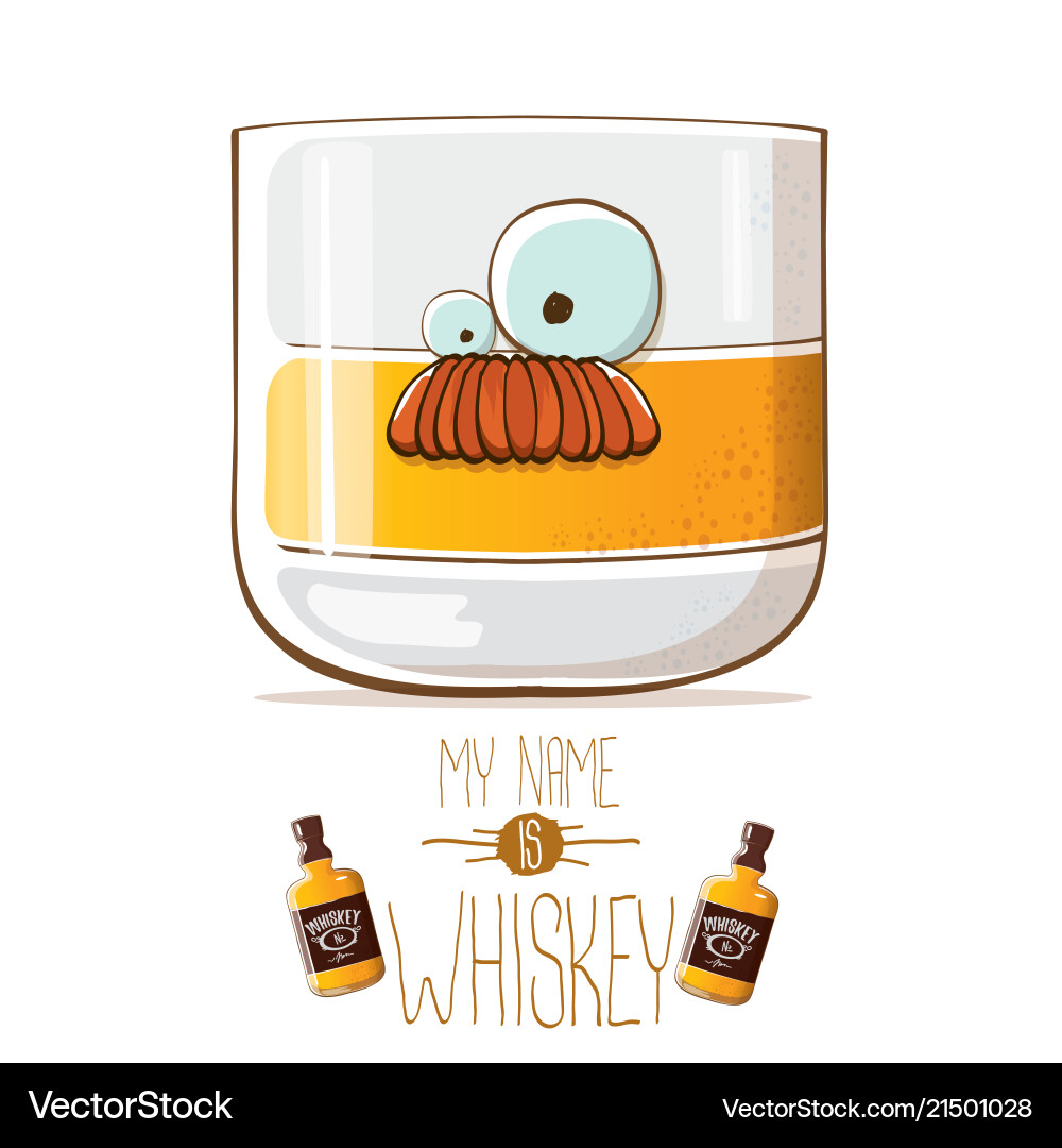 Funny whiskey glass character isolated Royalty Free Vector