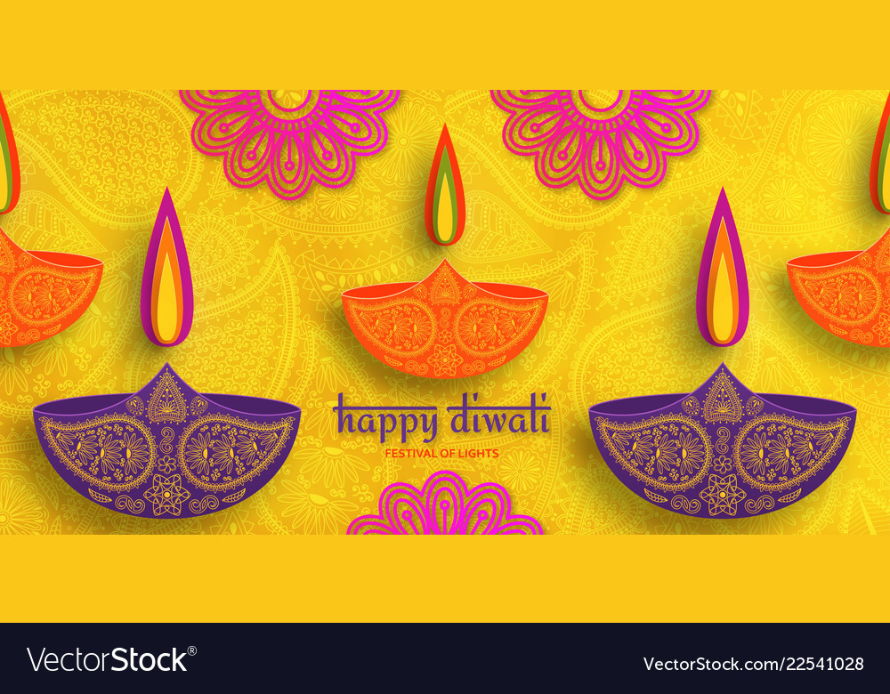 Greeting card for diwali festival celebration in Vector Image