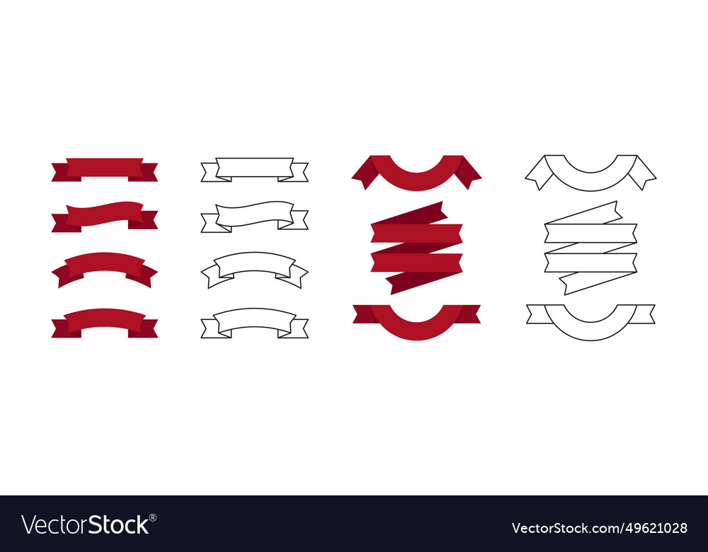 Ribbons and banner signs set flat linear Vector Image