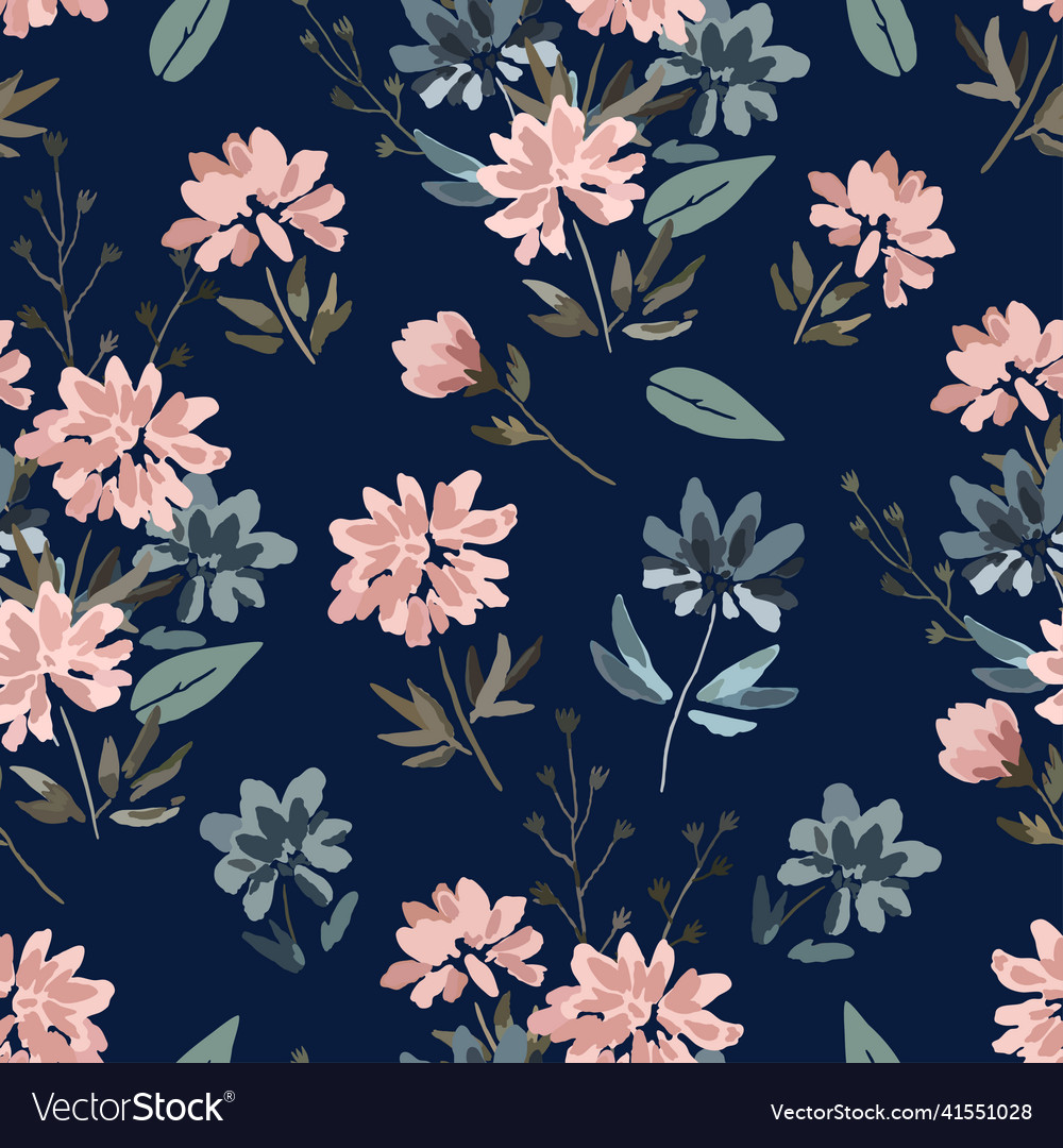 Seamless pattern with cute delicate pastel flowers