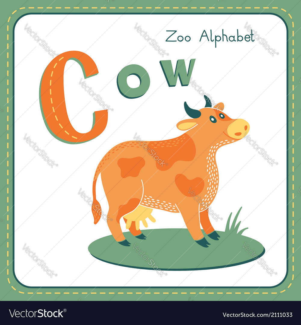 Letter c - cow Royalty Free Vector Image - VectorStock