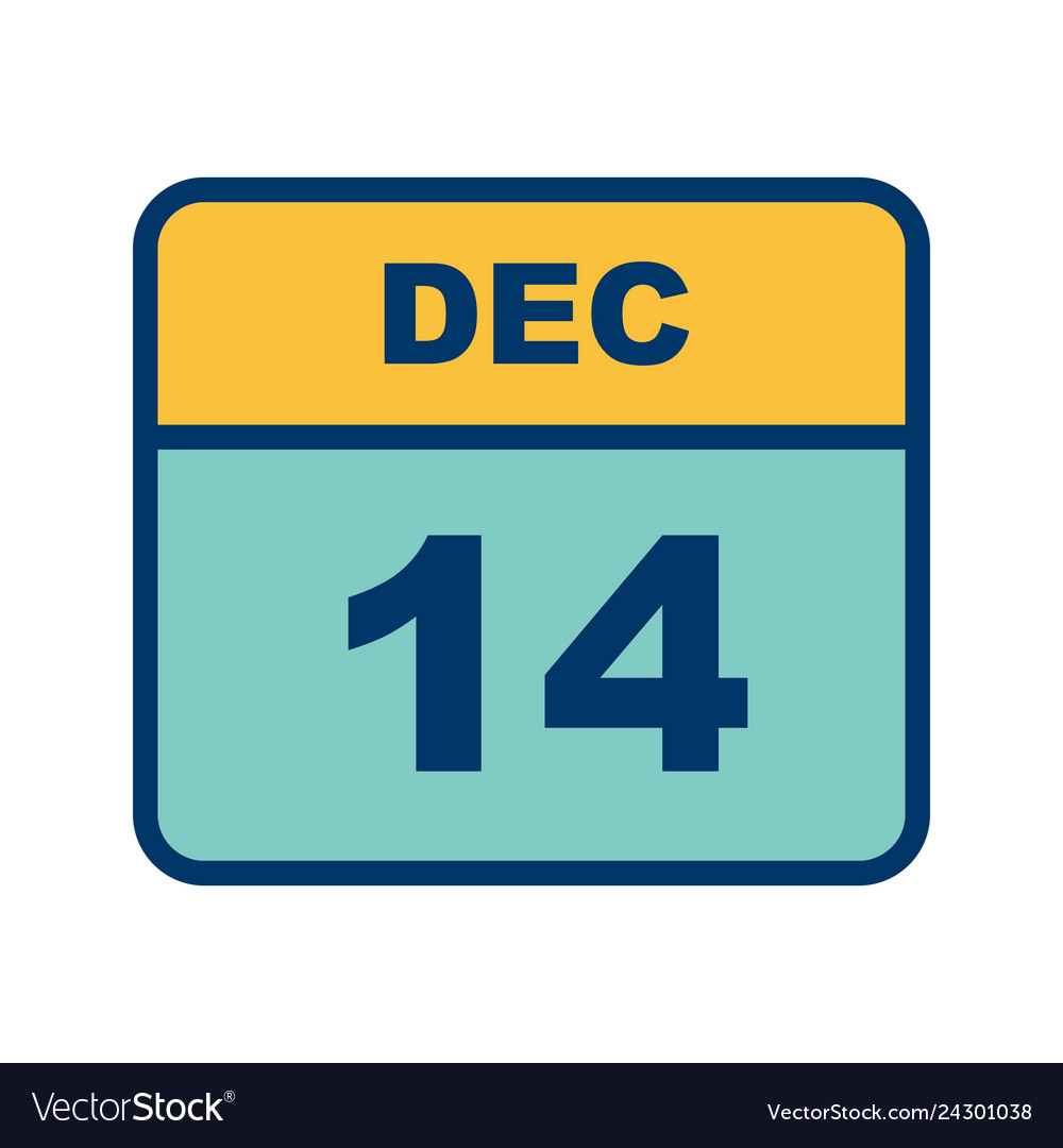 December 14th date on a single day calendar Vector Image