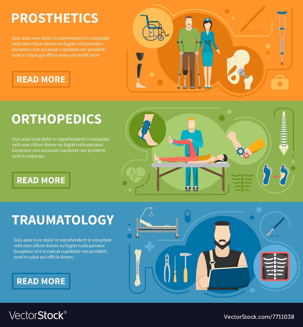 Horizontal Banners Of Traumatology Orthopedics Vector Image