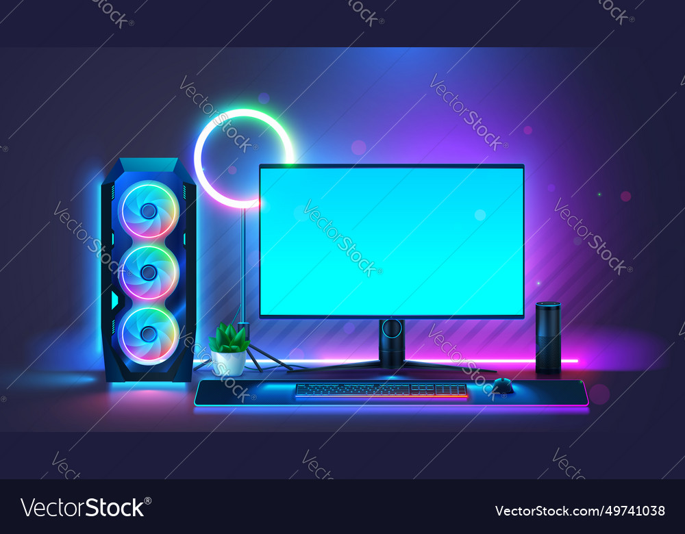 Powerful pc or gaming desktop computer Royalty Free Vector