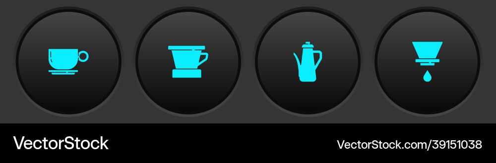 Set coffee cup v60 coffee maker teapot and icon Vector Image