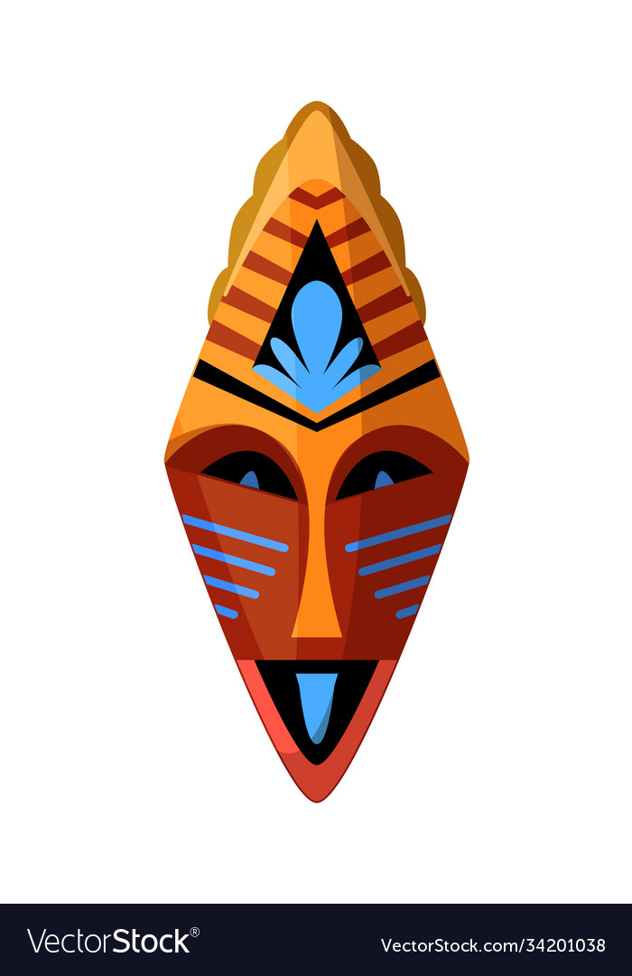Tribal ceremonial mask isolated on white vector image Tribal ceremonial mask isolated on white