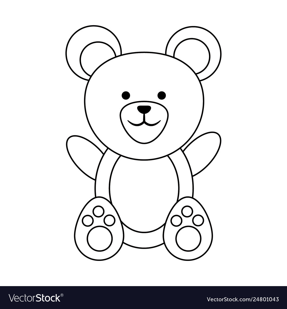 Bear cute animal in black and white Royalty Free Vector