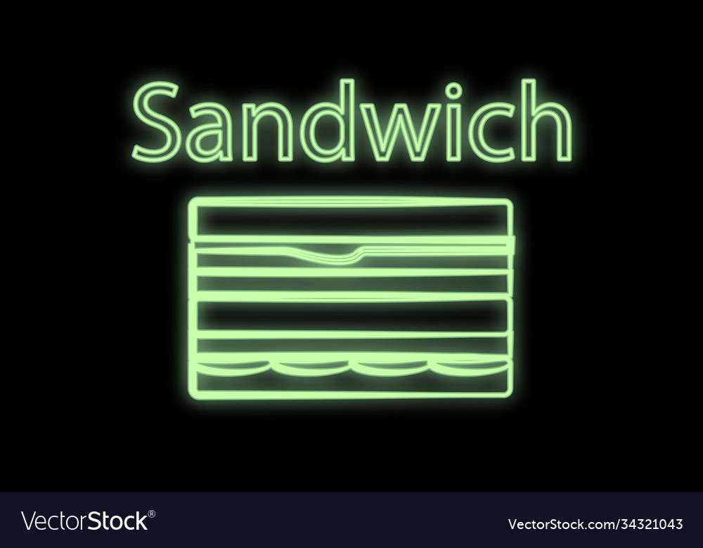 Glowing neon effect sandwich icon outline Vector Image