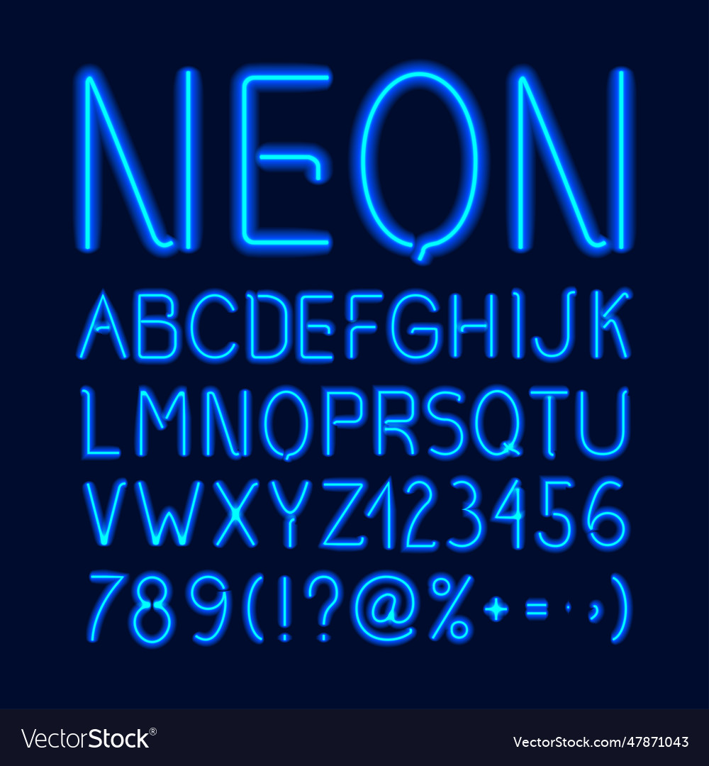 Neon Glow Alphabet Glow Alphabet Royalty Free Vector Image