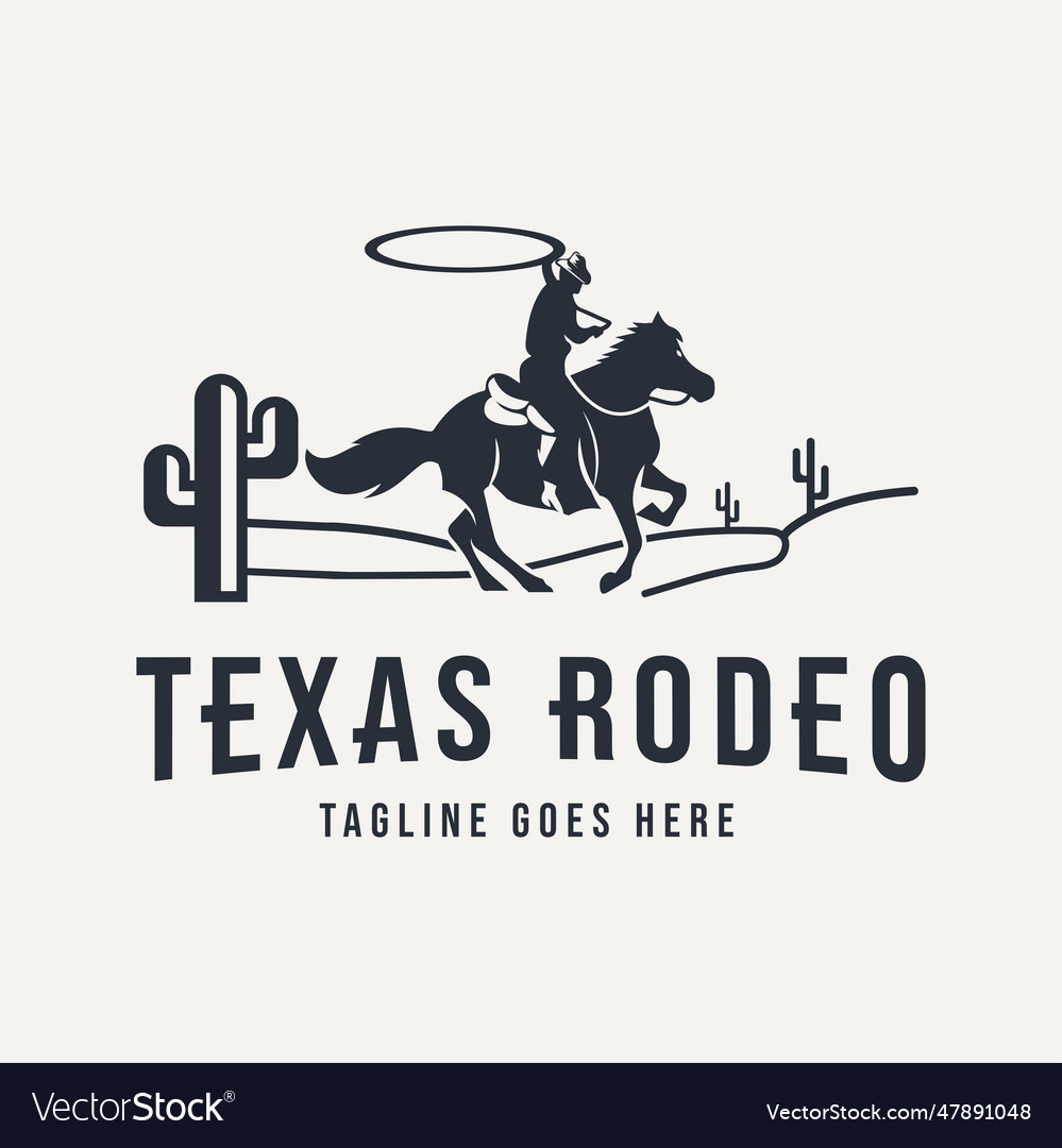 Horse silhouette rodeo texas cowboy vintage retro Vector Image