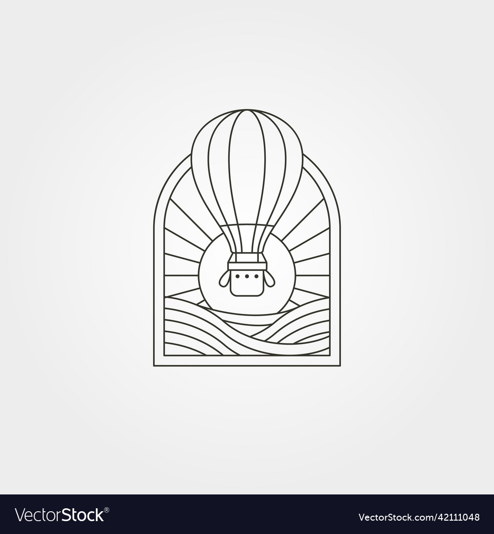 Hot air balloon line art logo symbol design vector image Hot air balloon line art logo symbol design